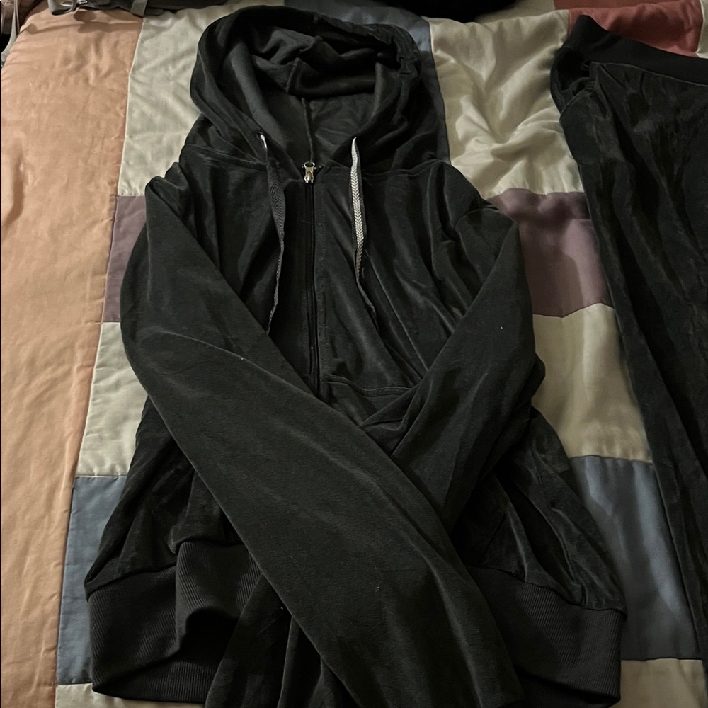Black Hooded Zip-Up Jacket